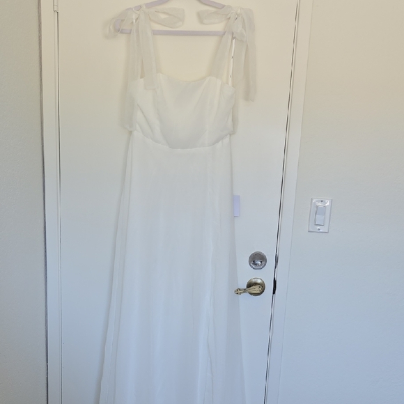 Lulu's White Maxi Dress with Tie Straps - Picture 1 of 2